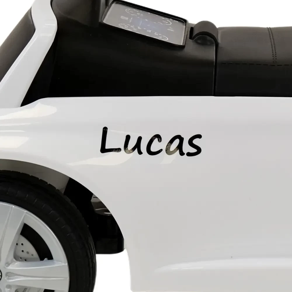  Stickerset zwart (2x) met eigen naam Mercedes Benz C-klasse wit
