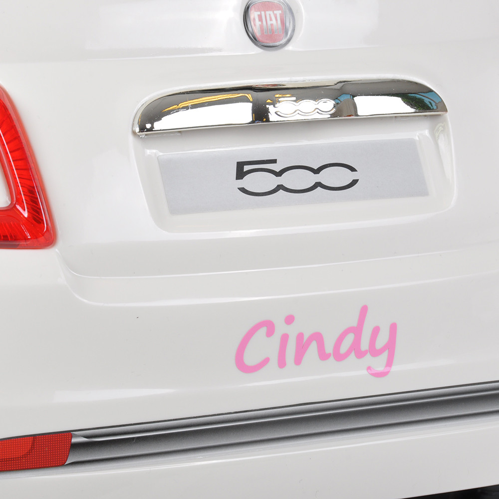 Maatwerk Stickerset (2st) roze met eigen naam Fiat